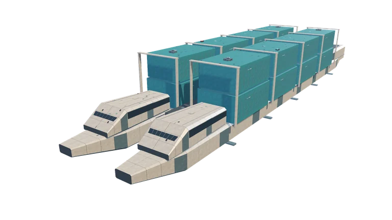 Large freighter, front three-quarter view, on a transparent background.