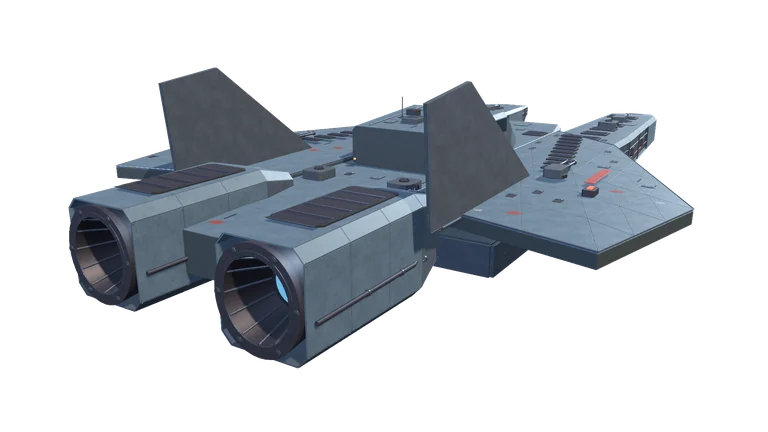 Medium combat ship, rear three-quarter view, on a transparent background.