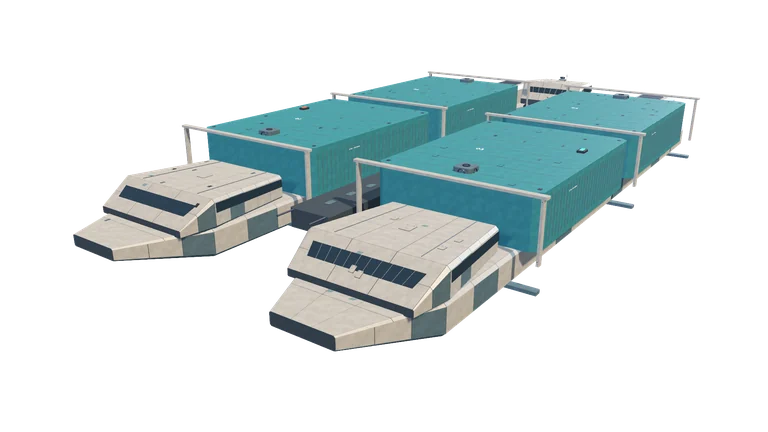 Medium freighter, front three-quarter view, on a transparent background.