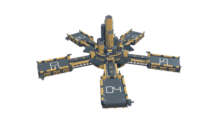 Mining station, rear three-quarter view, on a transparent background.