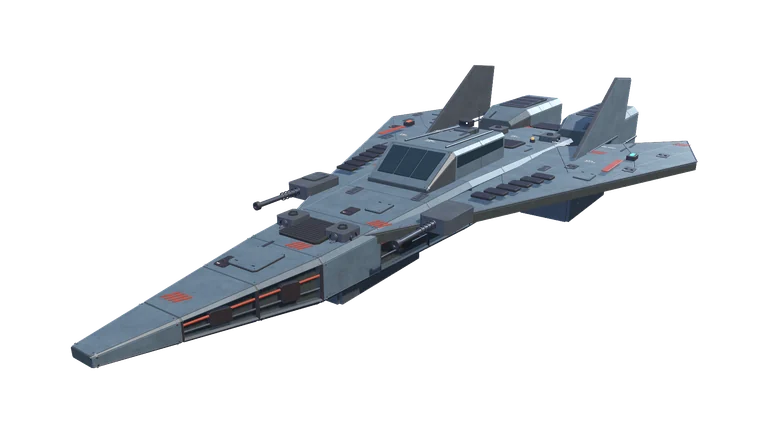 Small combat ship, front three-quarter view, on a transparent background.