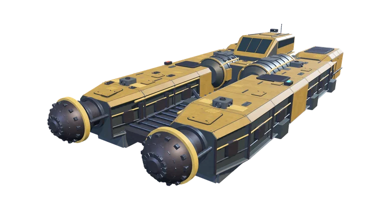 Small mining ship, front three-quarter view, on a transparent background.