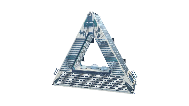 Civilian starport, front three-quarter view, on a transparent background.