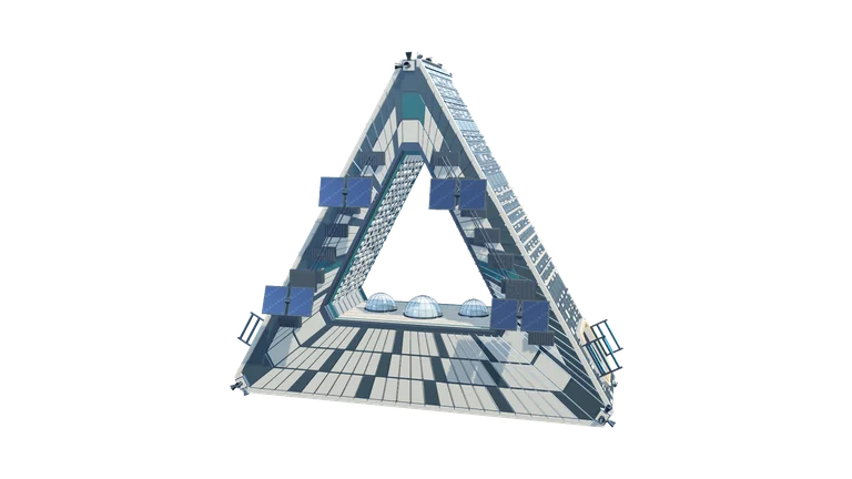 Civilian starport, rear three-quarter view, on a transparent background.